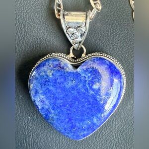 LMR brand Lapis Lazuli Bold Heart Pendant Set in solid Sterling Silver